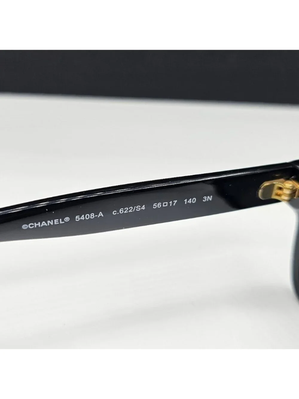 CHANEL BLACK SUNGLASSES CH5408A 622/S4 OVERSIZED GOLD LETTERS